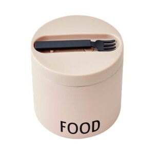 Béžový desiatový termobox s lyžicou Design Letters Food
