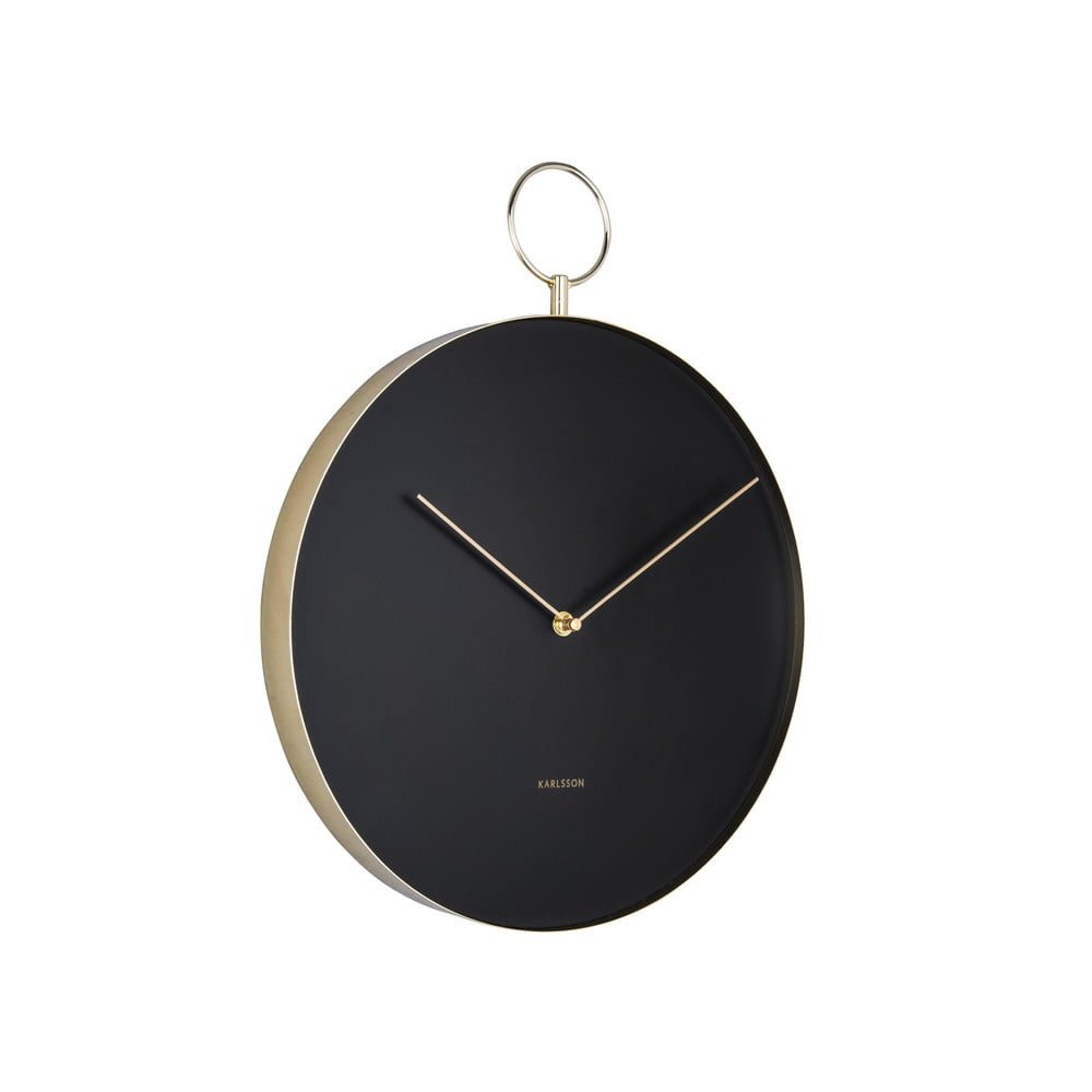 Čierne kovové nástenné hodiny Karlsson Hook