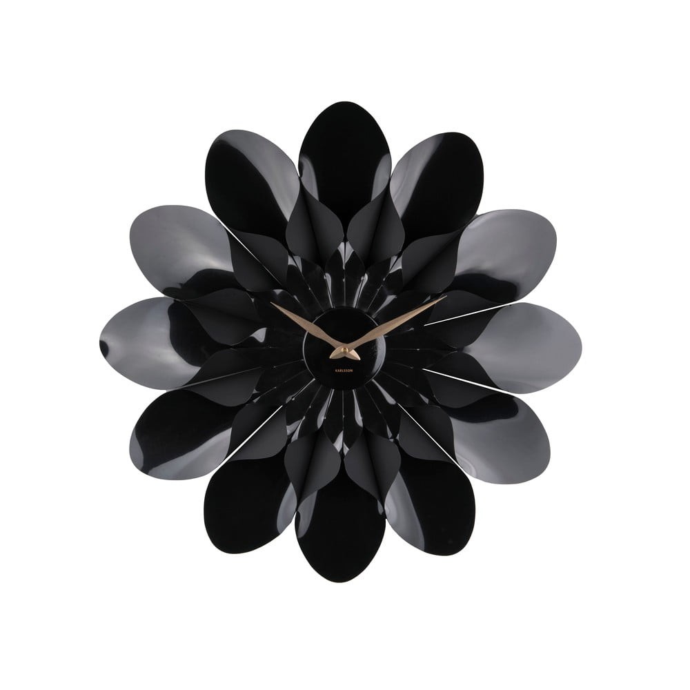 Čierne nástenné hodiny Karlsson Flower