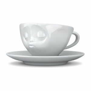 Biela bozkávajúca porcelánová šálka na kávu 58products