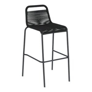 Čierna barová stolička s oceľovou konštrukciou Kave Home Glenville