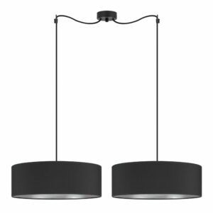 Čierne dvojramenné závesné svietidlo s detailom v striebornej farbe Sotto Luce Tres XL