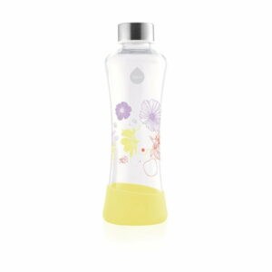Žltá sklenená fľaša Equa flowerhead Daisy