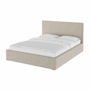Béžová čalúnená dvojlôžková posteľ s úložným priestorom s roštom 160x200 cm Bufo Bed – MESONICA