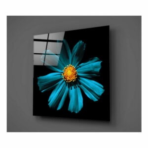 Čierno-tyrkysový sklenený obraz Insigne Flowerina